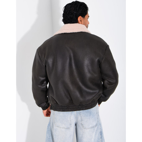 Veste style aviateur en suédine