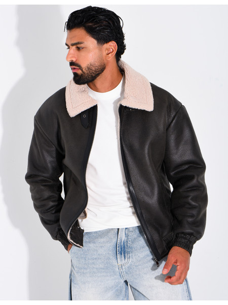 Veste style aviateur en suédine