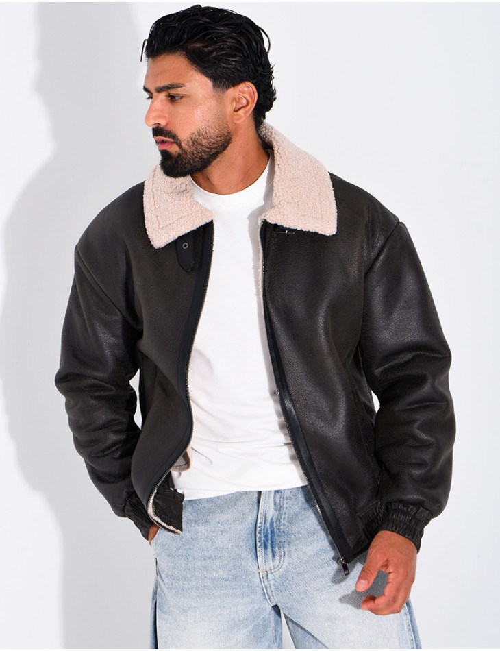 Veste style aviateur en suédine