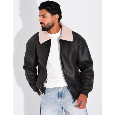 Veste style aviateur en suédine