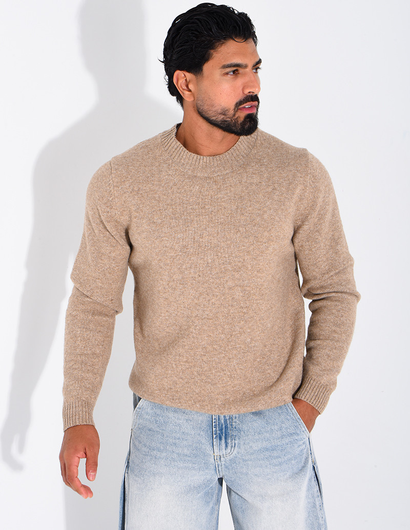 Pull col rond en laine