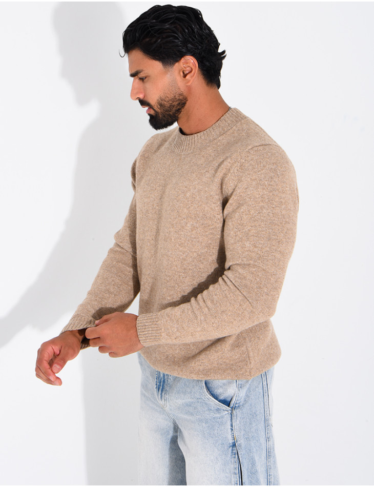 Pull col rond en laine