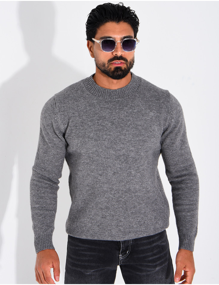 Pull col rond en laine