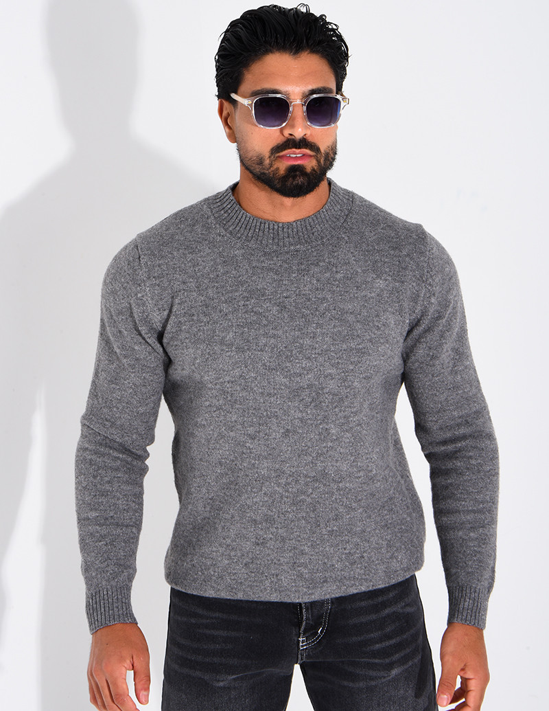 Pull col rond en laine