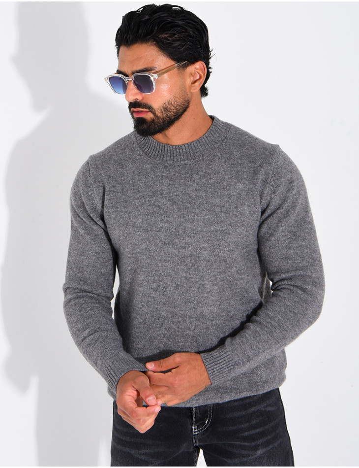 Pull col rond en laine