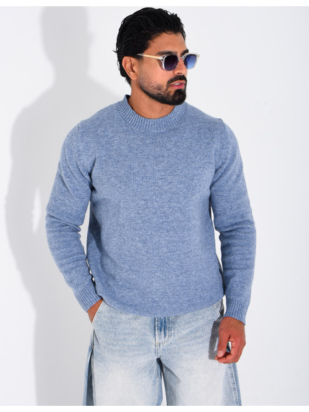 Pull col rond en laine