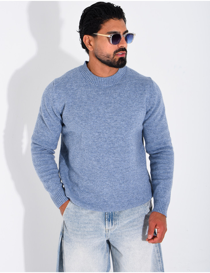 Pull col rond en laine
