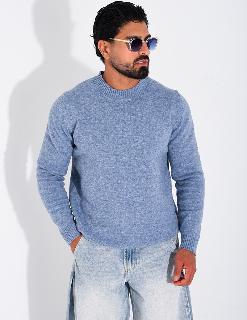 Pull col rond en laine
