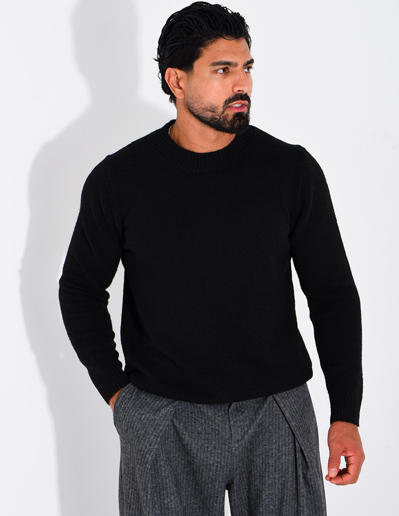 Pull col rond en laine