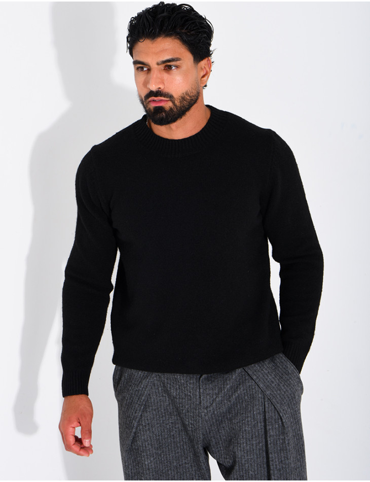 Pull col rond en laine