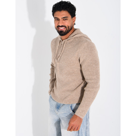 Pull en laine à capuche
