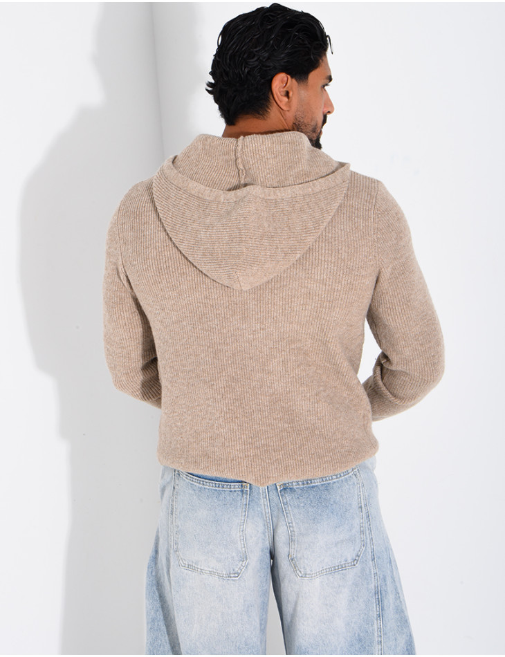 Pull en laine à capuche