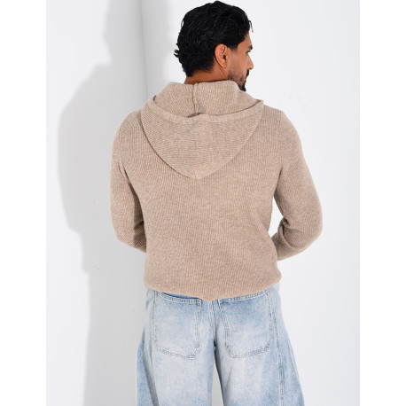 Pull en laine à capuche