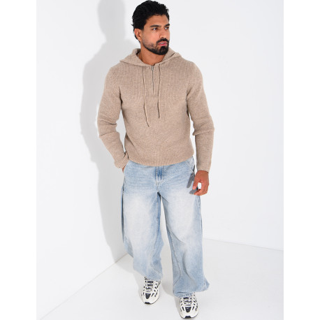 Pull en laine à capuche