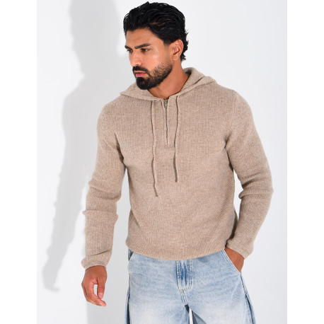 Pull en laine à capuche