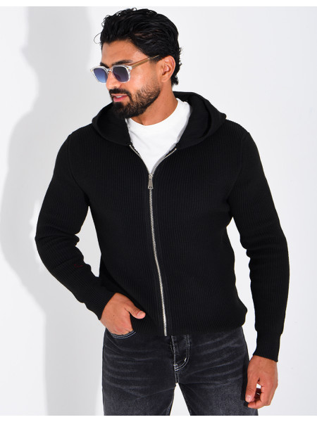 Gilet en laine à capuche