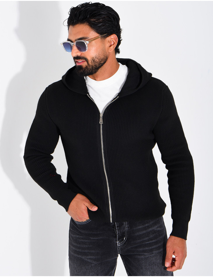 Gilet en laine à capuche