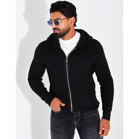 Gilet en laine à capuche