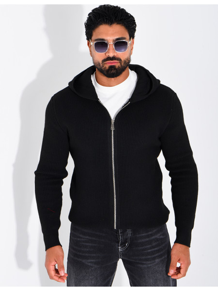 Gilet en laine à capuche