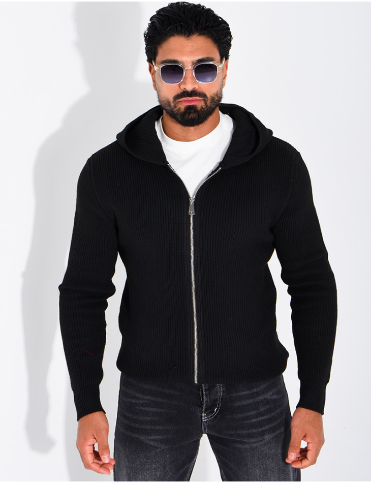 Gilet en laine à capuche