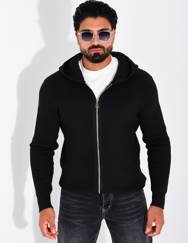 Gilet en laine à capuche