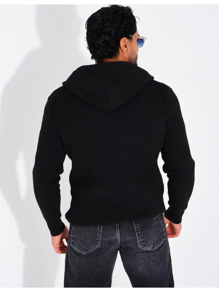 Gilet en laine à capuche