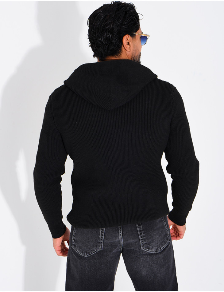 Gilet en laine à capuche