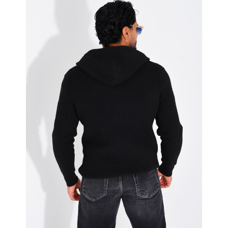 Gilet en laine à capuche