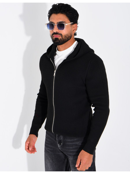 Gilet en laine à capuche