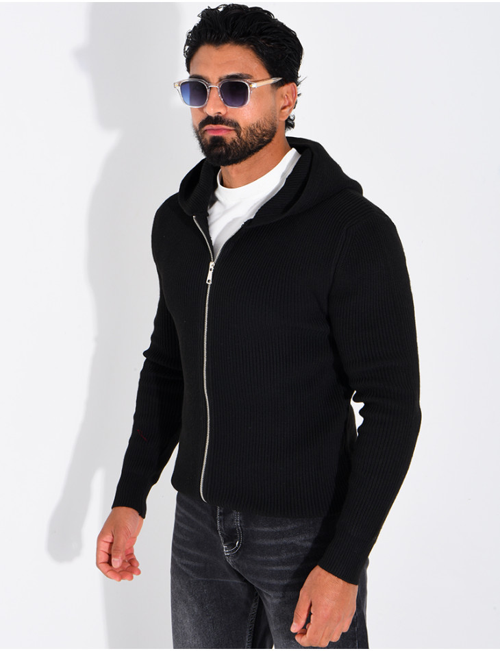 Gilet en laine à capuche