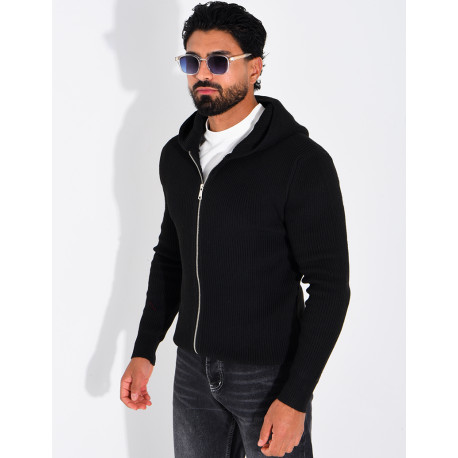 Gilet en laine à capuche