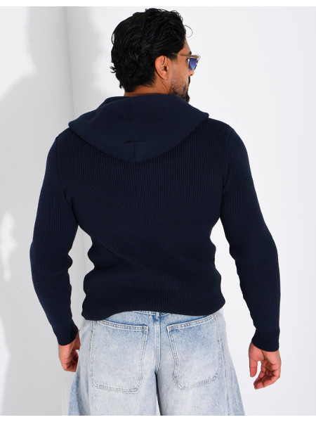 Gilet en laine à capuche