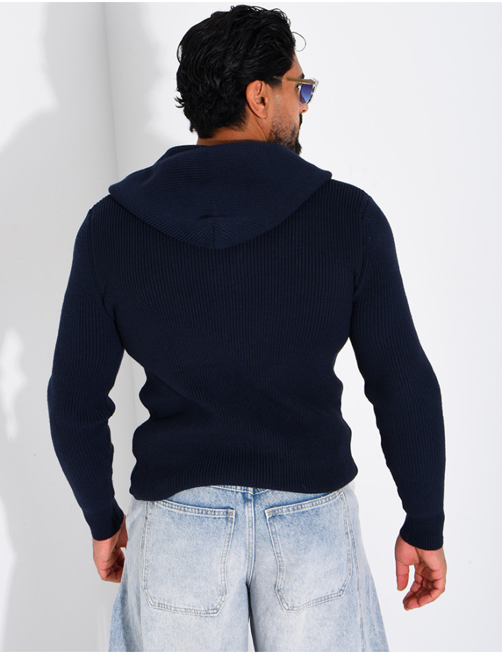 Gilet en laine à capuche