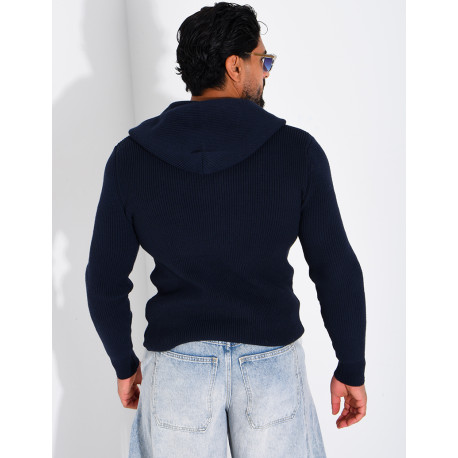 Gilet en laine à capuche