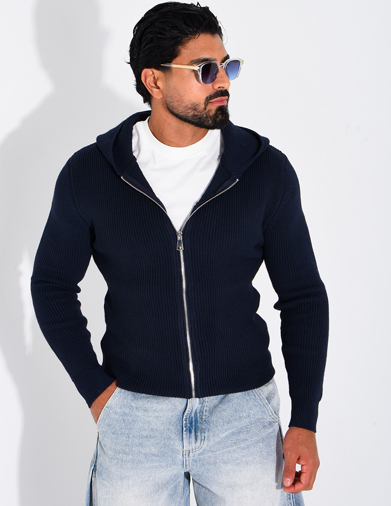 Gilet en laine à capuche
