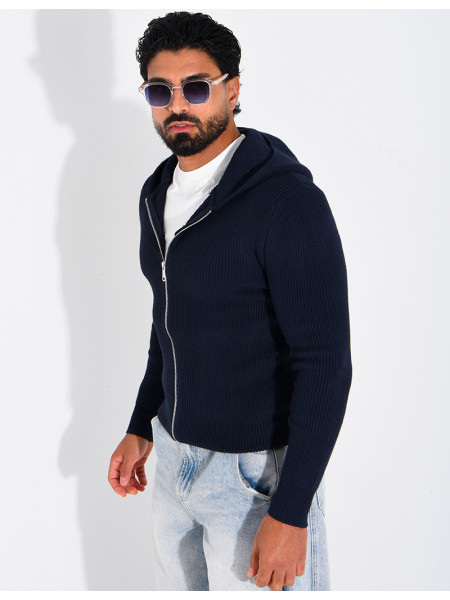 Gilet en laine à capuche