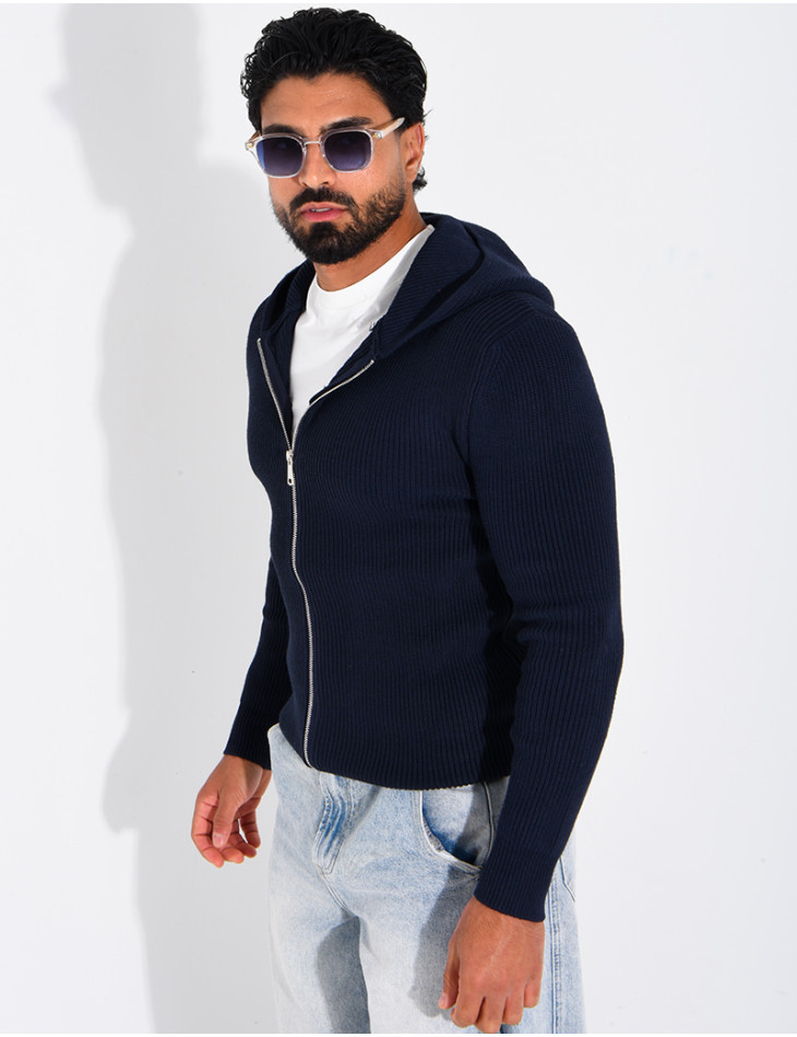Gilet en laine à capuche