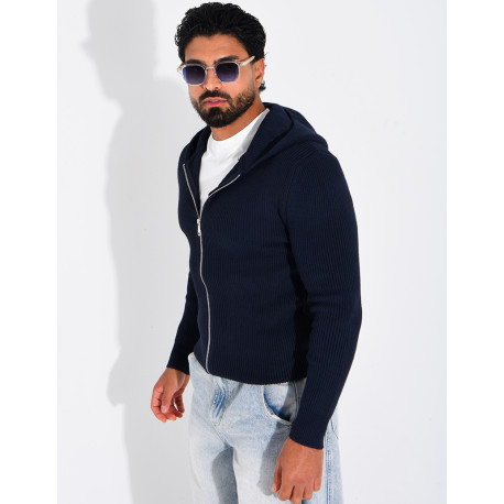 Gilet en laine à capuche