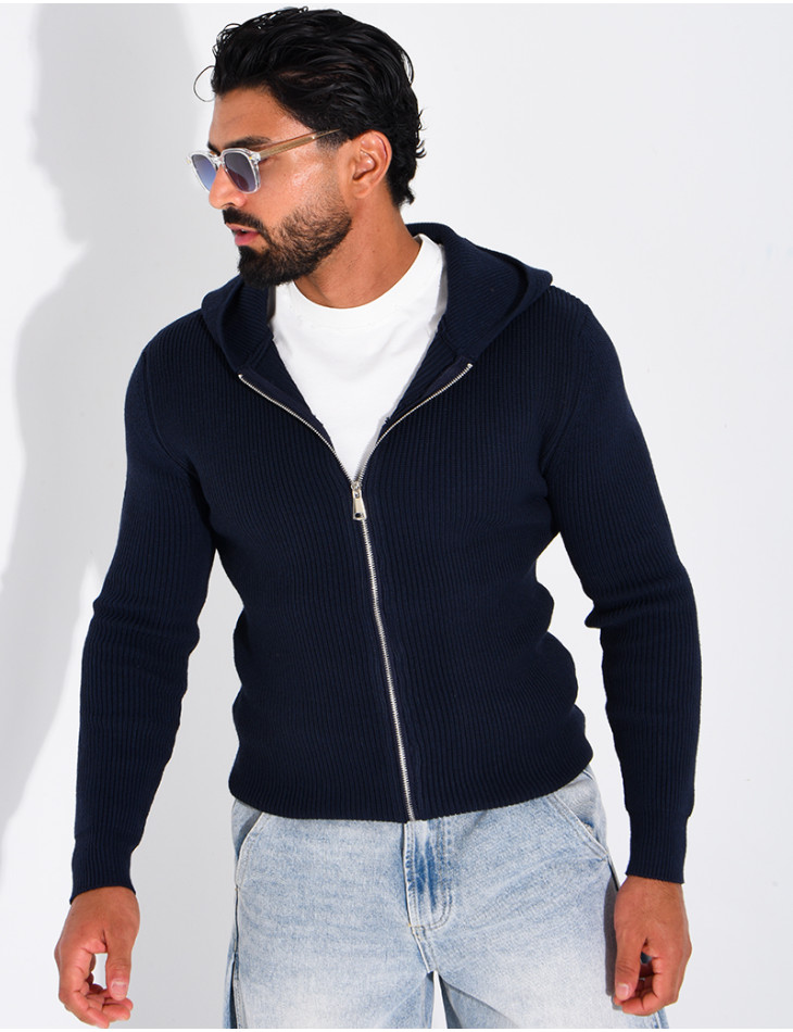 Gilet en laine à capuche