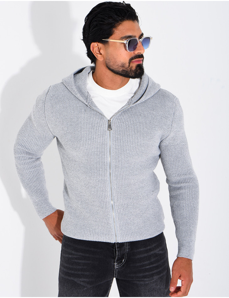 Gilet en laine à capuche