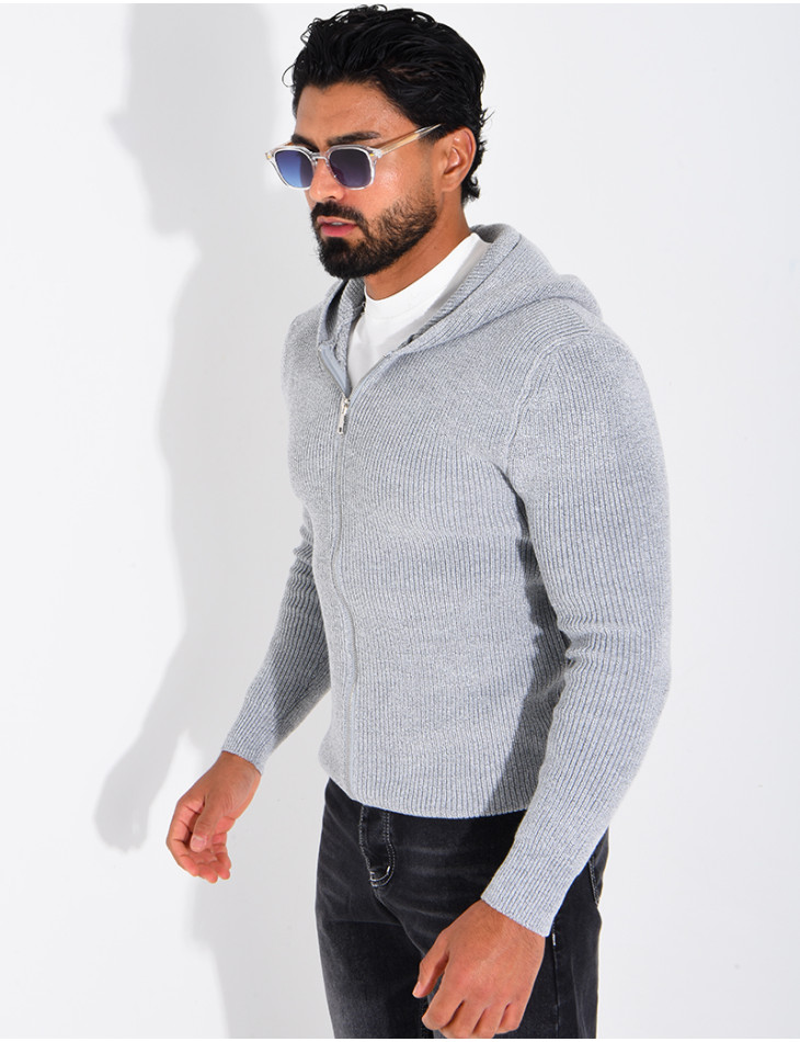 Gilet en laine à capuche