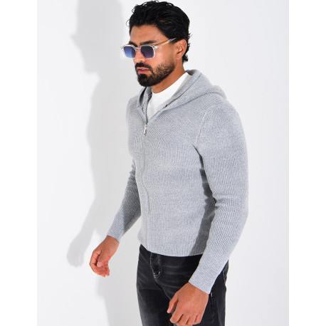 Gilet en laine à capuche