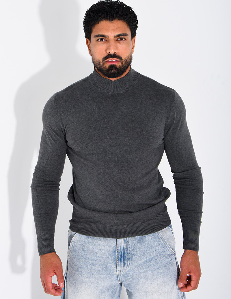 Pull fin col montant