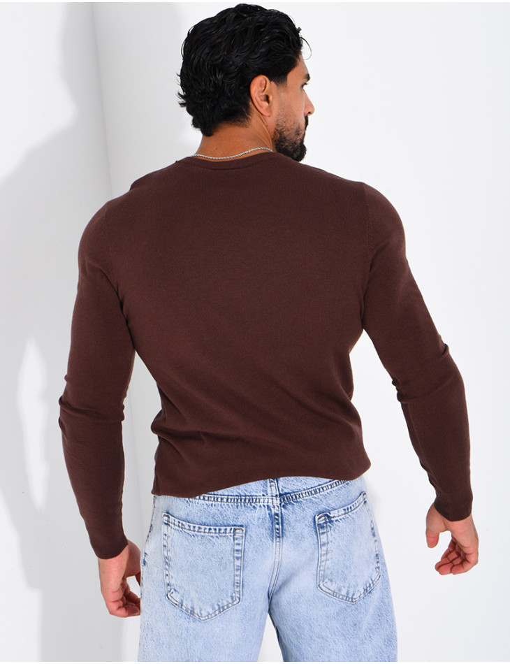 Pull fin col rond