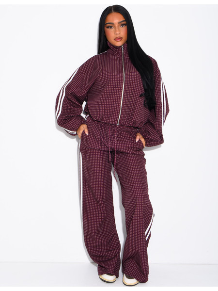 Ensemble pantalon et veste à carreaux avec bandes