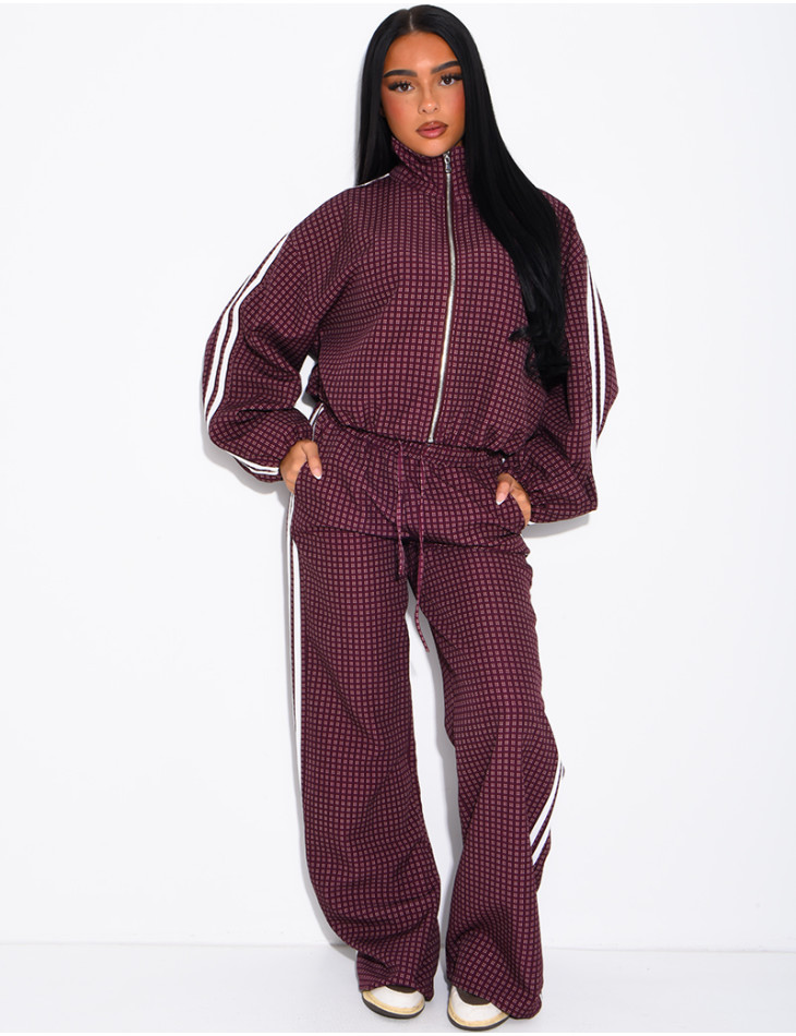 Ensemble pantalon et veste à carreaux avec bandes