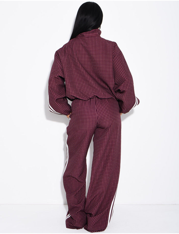 Ensemble pantalon et veste à carreaux avec bandes