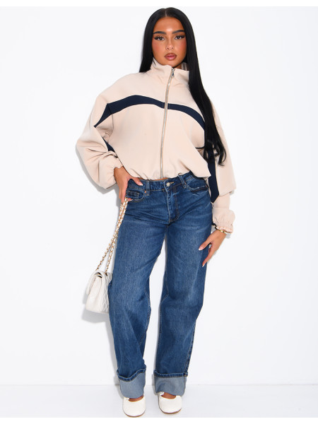 Zip-up jacket with contrasting stripe