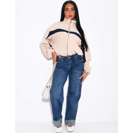 Zip-up jacket with contrasting stripe