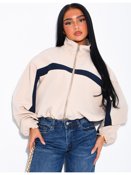 Zip-up jacket with contrasting stripe